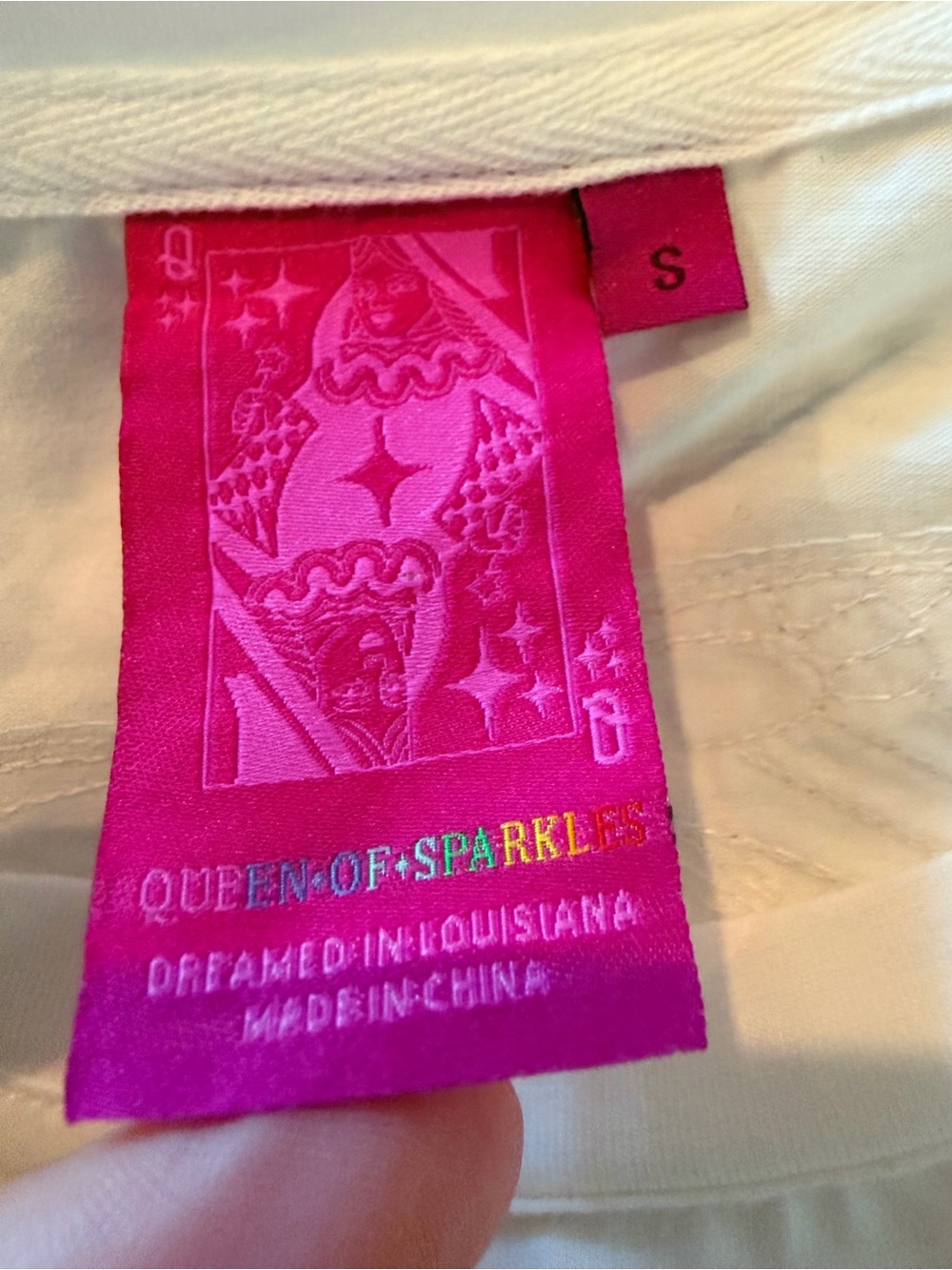Queen of Sparkles Butterfly Sequin Tee White Multicolor Graphic Top Sz S - Picture 4 of 12